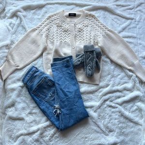 Floral crochet knit cardigan